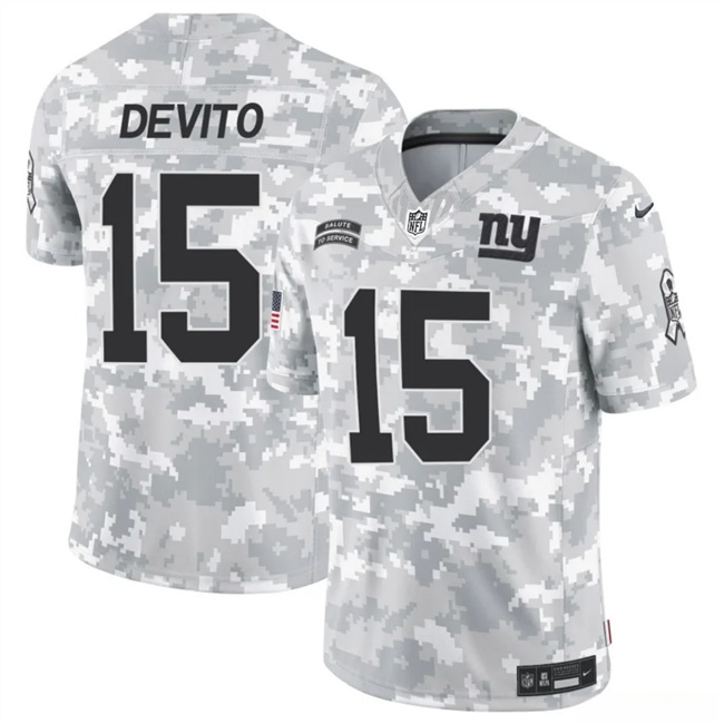 Men's New York Giants #15 Tommy DeVito 2024 F.U.S.E. Arctic Camo Salute to Service Limited Football Stitched Jersey